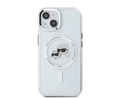 Karl Lagerfeld IML K&amp;CH Heads Metal Frame MagSafe dėklas telefonui Apple iPhone 15 skaidrus