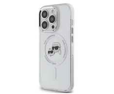 Karl Lagerfeld IML K&amp;CH Heads Metal Frame MagSafe dėklas telefonui Apple iPhone 15 Pro Max skaidrus