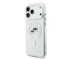 Karl Lagerfeld IML K&CH Heads Metal Frame MagSafe dėklas skirtas Apple iPhone 17 Pro Max skaidrus