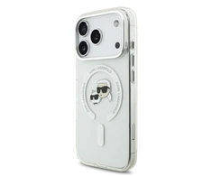 Karl Lagerfeld IML K&CH Heads Metal Frame MagSafe dėklas skirtas Apple iPhone 17 Pro skaidrus