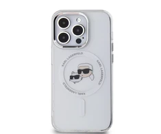 Karl Lagerfeld IML K&amp;CH Heads Metal Frame MagSafe Apple iPhone 14 Pro dėklas telefonui skaidrus
