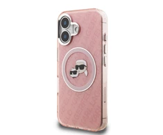 Karl Lagerfeld IML K&CH Heads Repeated Logo MagSafe dėklas Apple iPhone 16 rožinės spalvos