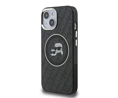 Karl Lagerfeld IML K&CH Heads Repeated Logo MagSafe dėklas Apple iPhone 15 juodos spalvos