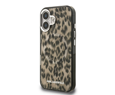 Karl Lagerfeld IML Leopard MagSafe dėklas Apple iPhone 16 rudos spalvos