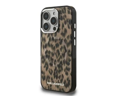 Karl Lagerfeld IML Leopard MagSafe dėklas Apple iPhone 16 Pro Max rudos spalvos