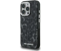 Karl Lagerfeld IML Leopard Modelio MagSafe dėklas iPhone 16 Pro - Juodas