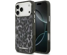 Karl Lagerfeld IML Leopard Pattern MagSafe dėklas skirtas Apple iPhone 17 Pro Max juodos spalvos