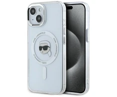 Karl Lagerfeld dėklas skirtas Apple iPhone 15 Plus compatible with MagSafe KLHMP15MHLSKIH (IML Metal K Head) baltos spalvos