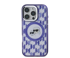 Karl Lagerfeld IML Monogram K&CH Heads MagSafe Apple iPhone 16 Pro dėklas telefonui violetinės spalvos