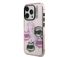Karl Lagerfeld IML Multi K&CH Heads dėklas Apple iPhone 15 Pro Max rožinės spalvos