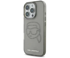 Karl Lagerfeld dėklas skirtas Apple iPhone 16 Pro KLHCP16LHKHDCELK (IML Rhinestones S K Head) juodos spalvos