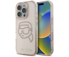 Karl Lagerfeld IML Rhinestones Karl Head - dėklas skirtas Apple iPhone 16 Pro pink