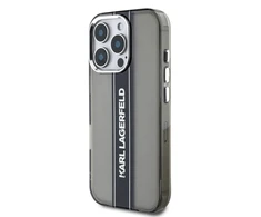 Karl Lagerfeld IML Stripe Logo Apple iPhone 16 Pro Max dėklas telefonui juodos spalvos