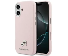Karl Lagerfeld Karl &amp; Choupette Head Pins Saffiano MagSafe dėklas iPhone 17 - Rožinė