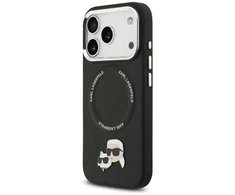 Karl Lagerfeld Karl & Choupette Pins MagSafe dėklas skirtas Apple iPhone 17 Pro juodos spalvos