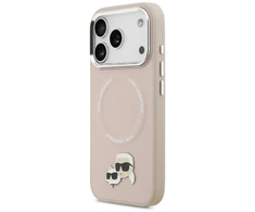 Karl Lagerfeld Karl &amp; Choupette Pins MagSafe dėklas skirtas Apple iPhone 17 Pro rožinės spalvos