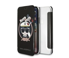 Apple iPhone X / XS Karl Lagerfeld dėklas Signature Glitter juodos spalvos