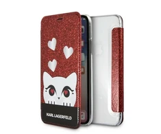 Dėklas Apple iPhone X / XS Karl Lagerfeld Book Valentine raudonos spalvos