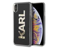 Dėklas Karl Lagerfeld KLHCI65KAGBK iPhone Xs Max juoda/juodas Karl logo Glitter
