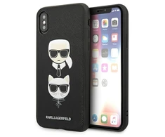 Apple iPhone XS Max Karl Lagerfeld dėklas Saffiano Ikonik Karl&amp;Choupette Head (KLHCI65SAKICKCBK) juodos spalvos