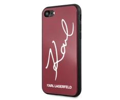 Apple iPhone SE 2022 / SE 2020 / 7 / 8 Karl Lagerfeld Dėklas Signature Glitter (KLHCI8DLKSRE) raudonos spalvos