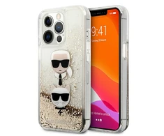 Karl Lagerfeld dėklas, skirtas iPhone 13 Pro Max 6,7 KLHCP13XKICGLD auksinis Liquid Glitter Karl-Choupette Head