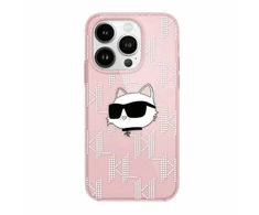 Apple iPhone 14 Pro Karl Lagerfeld dėklas IML Choupette Head &amp; Monogram (KLHCP14LHKLPCHP) rožinės spalvos