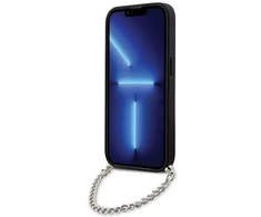Karl Lagerfeld dėklas iPhone 14 Pro 6,1 KLHCP14LSACKLHPG sidabrinis kietasis dėklas Saffiano Mono Chain