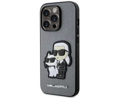 Karl Lagerfeld dėklas, skirtas iPhone 14 Pro 6,1 KLHCP14LSANKCPG sidabrinis kietas dėklas , skirtas Saffiano Karl - Choupette