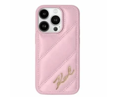 Apple iPhone 13 / 14 / 15 Karl Lagerfeld Diagonal Quilted Script (KLHCP14SPQDSMGP) dėklas telefonui rožinės spalvos