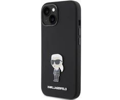 Karl Lagerfeld dėklas, skirtas iPhone 15 Plus 6,7 KLHCP15MSMHKNPK juodos spalvos HC SILICONE IKONIK METAL PIN
