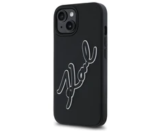 Karl Lagerfeld KLHCP15S3DRKSDLK Apple iPhone 15 6.1" dėklas telefonui juodos spalvos 3D Rubber Signature