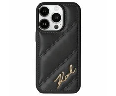 Apple iPhone 13 / 14 / 15 Karl Lagerfeld Diagonal Quilted Script (KLHCP15SPQDSMGK) dėklas telefonui juodos spalvos