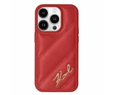 Apple iPhone 13 / 14 / 15 Karl Lagerfeld Diagonal Quilted Script (KLHCP15SPQDSMGR) dėklas telefonui raudonos spalvos