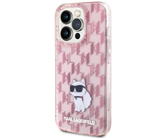 Karl Lagerfeld Monogram Choupette - dėklas skirtas Apple iPhone 15 Pro Max Rožinė