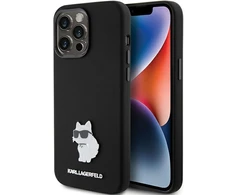 Apple iPhone 15 Pro Max Karl Lagerfeld silikoninis dėklas Choupette Metal Pin (KLHCP15XSMHCNPK) juodos spalvos