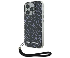 Karl Lagerfeld KLHCP16LHZBPKCCU Apple iPhone 16 Pro 6.3" dėklas telefonui violetinės spalvos Zebra With Cord
