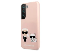 Karl Lagerfeld KLHCS22MSSKCI S22+ S906 kietas dėklas šviesiai rožinis/šviesiai rožinis Silikoninis Ikonik Karl &amp; Choupet
