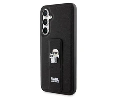 Samsung Galaxy S23 FE Karl Lagerfeld Dėklas Gripstand Saffiano Karl&Choupette Pins (KLHCS23FEGSAKCPK) juodos spalvos