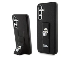 Samsung Galaxy S23 FE Karl Lagerfeld Dėklas Gripstand Saffiano Karl&Choupette Pins (KLHCS23FEGSAKCPK) juodos spalvos