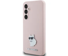 Samsung Galaxy S23 FE Karl Lagerfeld silikoninis dėklas Choupette Metal Pin (KLHCS23FESMHCNPP) rožinės spalvos