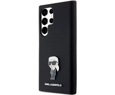 Samsung Galaxy S23 Ultra Karl Lagerfeld silikoninis dėklas Ikonik Metal Pin (KLHCS23LSMHKNPK) juodos spalvos