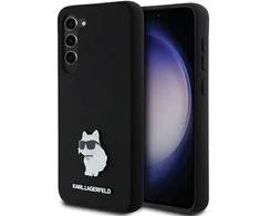 Samsung Galaxy S23 Plus Karl Lagerfeld silikoninis dėklas Choupette Metal Pin (KLHCS23MSMHCNPK) juodos spalvos