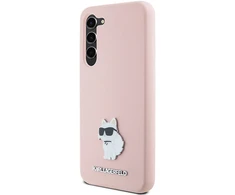 Samsung Galaxy S23 Plus Karl Lagerfeld silikoninis dėklas Choupette Metal Pin (KLHCS23MSMHCNPP) rožinės spalvos