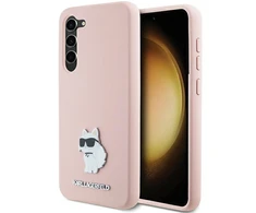 Samsung Galaxy S23 Plus Karl Lagerfeld silikoninis dėklas Choupette Metal Pin (KLHCS23MSMHCNPP) rožinės spalvos