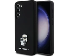 Samsung Galaxy S23 Plus Karl Lagerfeld silikoninis dėklas Karl&amp;Choupette Metal Pin (KLHCS23MSMHKCNPK) juodos spalvos