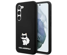 Karl Lagerfeld Karlas Lagerfeldas KLHCS23MSNCHBCK S23+ S916 kietas dėklas, juodas/juodas silikoninis dėklas
