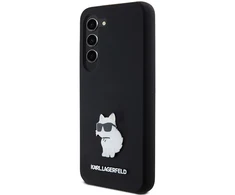 Samsung Galaxy S23 Karl Lagerfeld silikoninis dėklas Choupette Metal Pin (KLHCS23SSMHCNPK) juodos spalvos