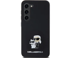 Samsung Galaxy S23 Karl Lagerfeld silikoninis dėklas Karl&amp;Choupette Metal Pin (KLHCS23SSMHKCNPK) juodos spalvos