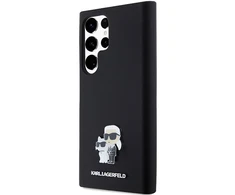 Samsung Galaxy S24 Ultra Karl Lagerfeld silikoninis dėklas Karl&Choupette Metal Pin (KLHCS24LSMHKCNPK) juodos spalvos